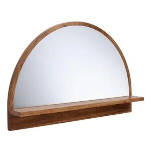 Half Round Mirror With Acacia Wood Shelf